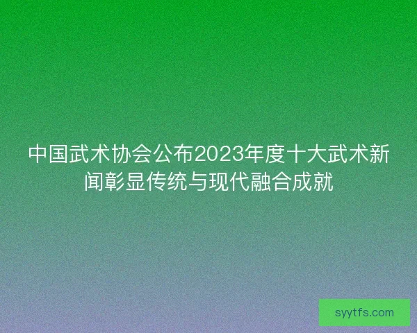 中国武术协会公布2023年度十大武术新闻彰显传统与现代融合成就